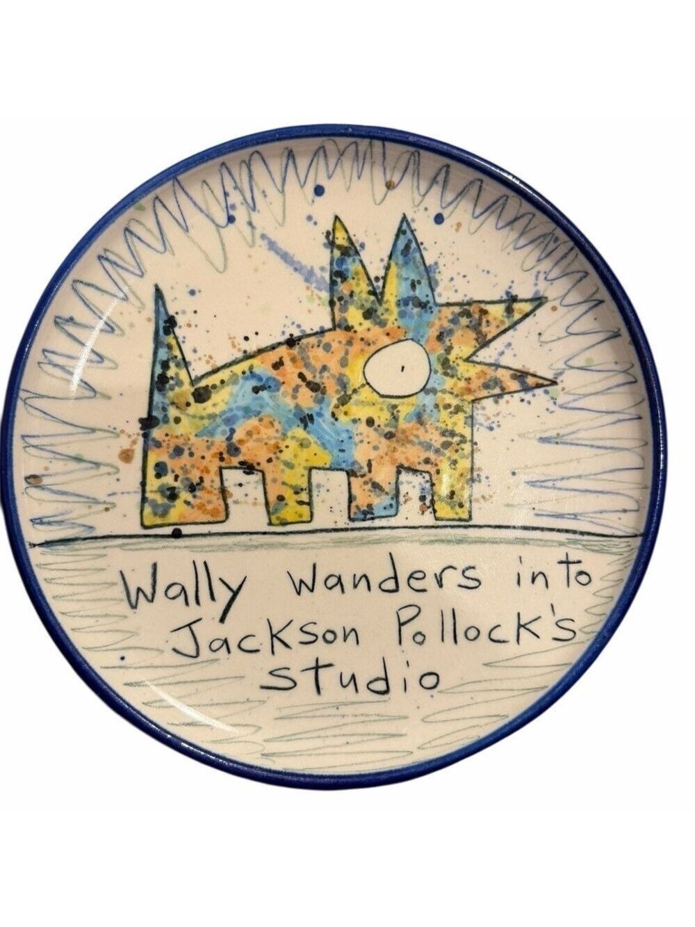 Tom Edwards Wallyware Wally Wanders Into Jackson Pollok’s Studio 10 Inch Plate